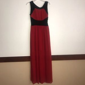 Red and black maxi dress
